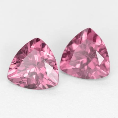 Gemme di Granato Rodolite Rosa violetto naturale da 1.09 ct, Taglio trillion, VS