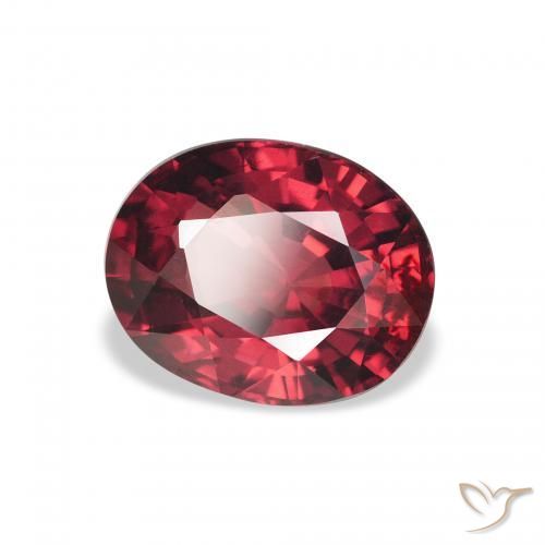 Granato rodolite Rosso scuro naturale da 2.86 ct, Ovale, VS