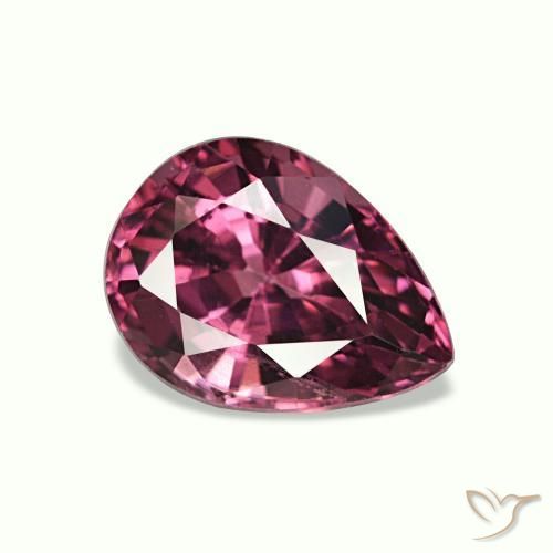 Granato rodolite naturale porpora da 0,90 ct, taglio a pera, VS
