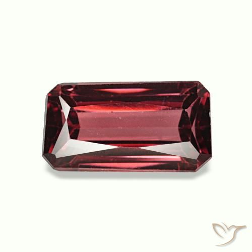 Granato rodolite naturale rosso da 1,23 ct, taglio smeraldo, VS