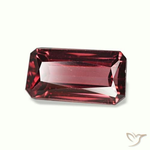 Granato rodolite naturale rosso da 1,23 ct, taglio smeraldo, VS