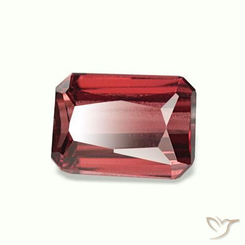 Granato rodolite naturale rosso da 0,92 ct, taglio smeraldo, VVS-VS