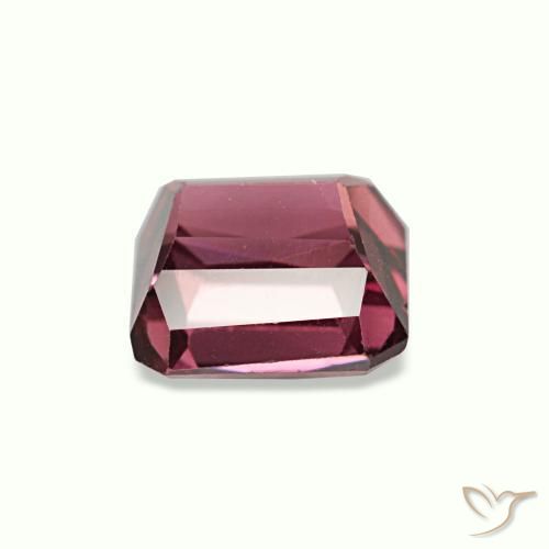 Granato rodolite naturale rosso da 1,24 ct, taglio smeraldo, VVS-VS