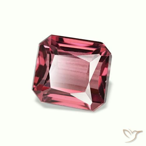 Granato rodolite naturale rosso da 1,18 ct, taglio smeraldo, VVS-VS