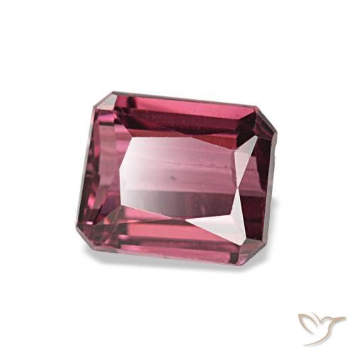 Granato rodolite naturale rosa da 1,27 ct, taglio smeraldo, VS
