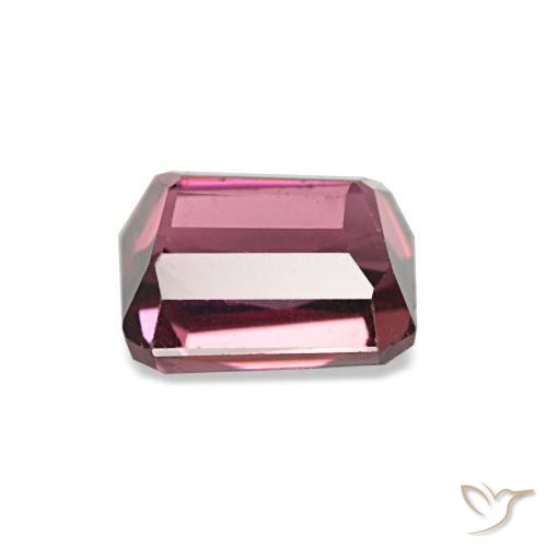 Granato rodolite naturale rosa da 1,27 ct, taglio smeraldo, VS