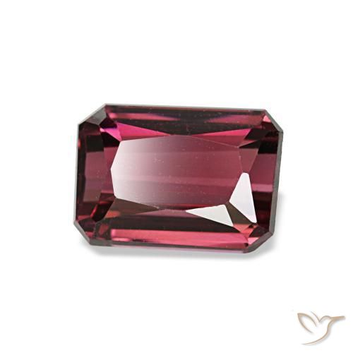 Granato rodolite naturale rosso da 1,44 ct, taglio smeraldo, VVS-VS