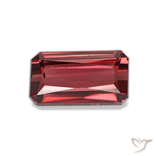 1.45ct rosso granato rodolite, taglio smeraldo, VVS-VS
