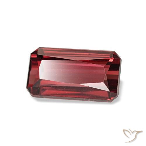 Granato rodolite naturale rosso da 1,45 ct, taglio smeraldo, VVS-VS