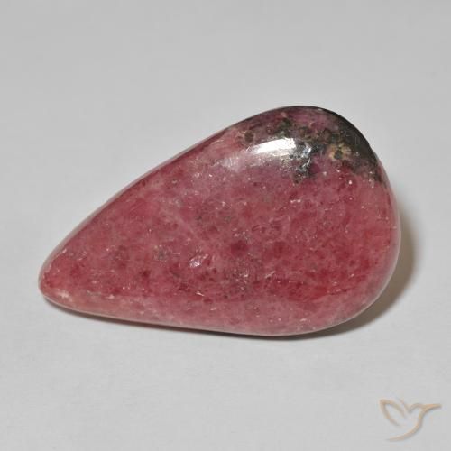 56.72ct Naturale Multicolore Rodonite, Forma a pera, Opaco, Photo A