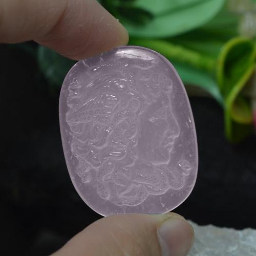 Quarzo rosa naturale rosa da 63,59 ct, taglio a cuscino, trasparente