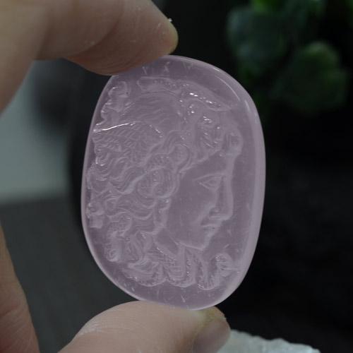 Quarzo rosa naturale rosa da 63,59 ct, taglio a cuscino, trasparente