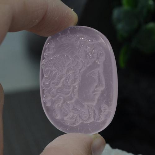 Quarzo rosa naturale rosa da 63,59 ct, taglio a cuscino, trasparente