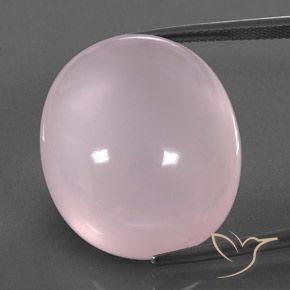 47.42ct Naturale Rosa gomma da masticare Quarzo rosa, Ovale, Trasparente/Traslucido