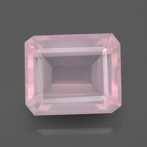 Quarzo rosa naturale rosa da 6,30 ct, taglio smeraldo, trasparente