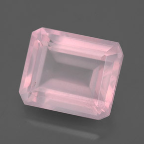 Quarzo rosa naturale rosa da 6,30 ct, taglio smeraldo, trasparente