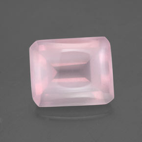 Quarzo rosa naturale rosa da 5,66 ct, taglio smeraldo, trasparente