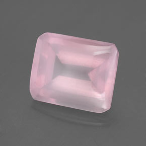 Quarzo rosa naturale rosa da 5,66 ct, taglio smeraldo, trasparente
