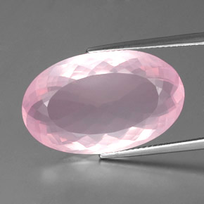 Quarzo rosa naturale rosa da 20,77 ct, taglio ovale, trasparente