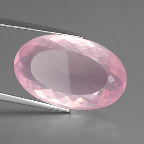 Quarzo rosa naturale rosa da 20,77 ct, taglio ovale, trasparente