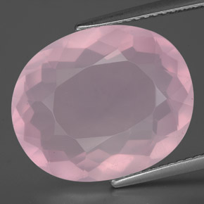 Quarzo rosa naturale rosa da 11,44 ct, taglio ovale, trasparente