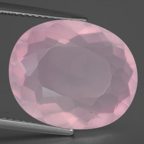 Quarzo rosa naturale rosa da 11,44 ct, taglio ovale, trasparente