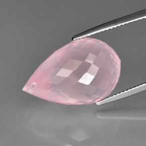 Quarzo rosa Rosa naturale da 20.94 ct, Taglio briolette, Trasparente