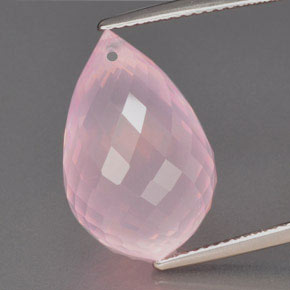Quarzo rosa naturale rosa da 16,26 ct, briolette, trasparente