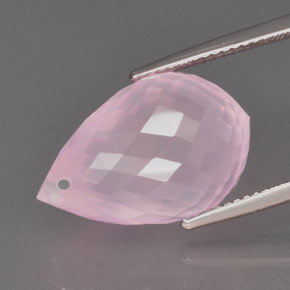 Quarzo rosa naturale rosa da 16,26 ct, briolette, trasparente