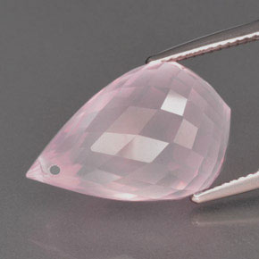 Quarzo rosa naturale rosa da 16,94 ct, briolette, trasparente