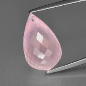 Quarzo rosa Rosa medio rosa naturale da 12.76 ct, Taglio briolette, Trasparente