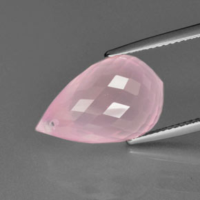 Quarzo rosa Rosa medio rosa naturale da 12.76 ct, Taglio briolette, Trasparente