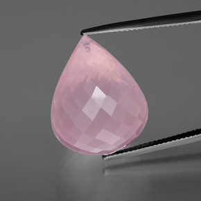 Quarzo rosa naturale rosa da 37,97 ct, briolette, trasparente