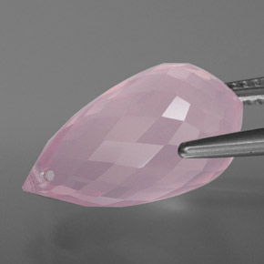 Quarzo rosa naturale rosa da 9,42 ct, briolette, trasparente