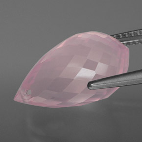 Quarzo rosa Rosa rosa naturale da 9.33 ct, Taglio briolette, Trasparente
