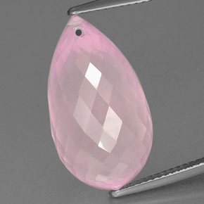 Quarzo rosa Rosa medio naturale da 18.18 ct, Taglio briolette, Trasparente