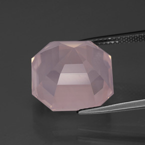 Quarzo rosa naturale rosa da 14,17 ct, taglio smeraldo, trasparente