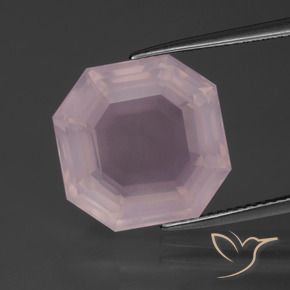 Quarzo rosa Rosa chiaro naturale da 12.26 ct, Ottagonale / Taglio smeraldo, Trasparente
