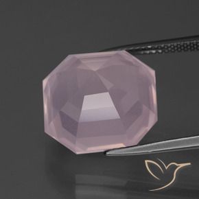 Quarzo rosa Rosa gomma da masticare naturale da 13.89 ct, Ottagonale / Taglio smeraldo, Trasparente