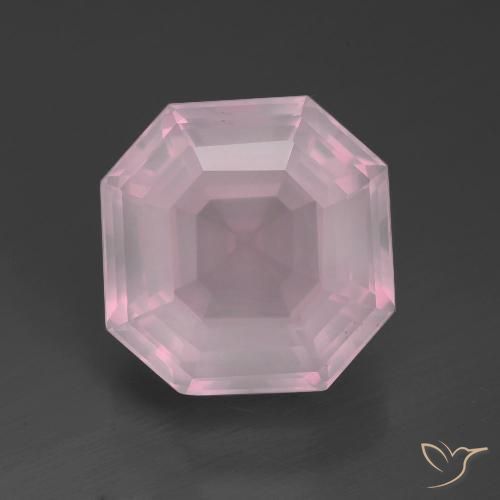 Quarzo rosa Rosa medio rosa naturale da 12.46 ct, Taglio smeraldo, Trasparente