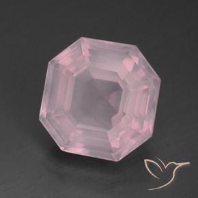 Quarzo rosa Rosa medio rosa naturale da 12.46 ct, Taglio smeraldo, Trasparente