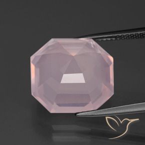 Quarzo rosa Rosa medio rosa naturale da 12.46 ct, Taglio smeraldo, Trasparente