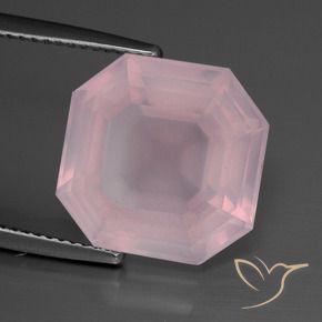 Quarzo rosa Rosa gomma da masticare naturale da 10.29 ct, Ottagonale / Taglio smeraldo, Trasparente