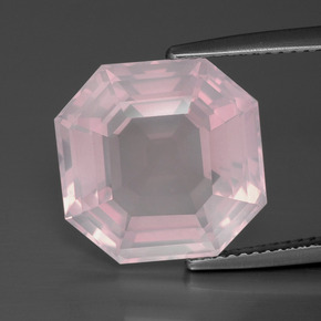 Quarzo rosa Rosa chiaro naturale da 10.75 ct, Taglio smeraldo, Trasparente