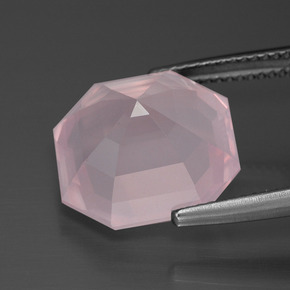 Quarzo rosa Rosa chiaro naturale da 10.75 ct, Taglio smeraldo, Trasparente