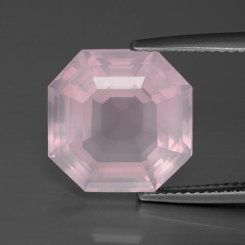 Quarzo rosa naturale rosa da 9,12 ct, taglio smeraldo, trasparente