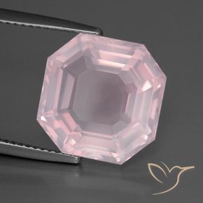 Quarzo rosa Rosa chiaro naturale da 10.23 ct, Ottagonale / Taglio smeraldo, Trasparente
