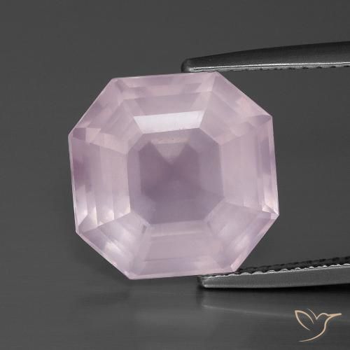 9.30ct Naturale Rosa gomma da masticare Quarzo rosa, Taglio smeraldo, Trasparente
