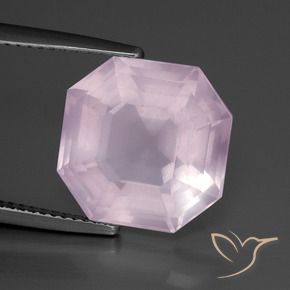 Quarzo rosa Rosa gomma da masticare naturale da 9.30 ct, Ottagonale / Taglio smeraldo, Trasparente