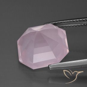Quarzo rosa Rosa gomma da masticare naturale da 9.30 ct, Ottagonale / Taglio smeraldo, Trasparente